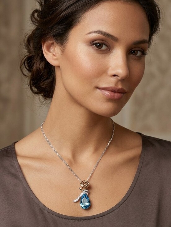 Jewelry - Hudsons Bay/Swarovski Collab Blue Teardrop Pendant Necklace. NWT